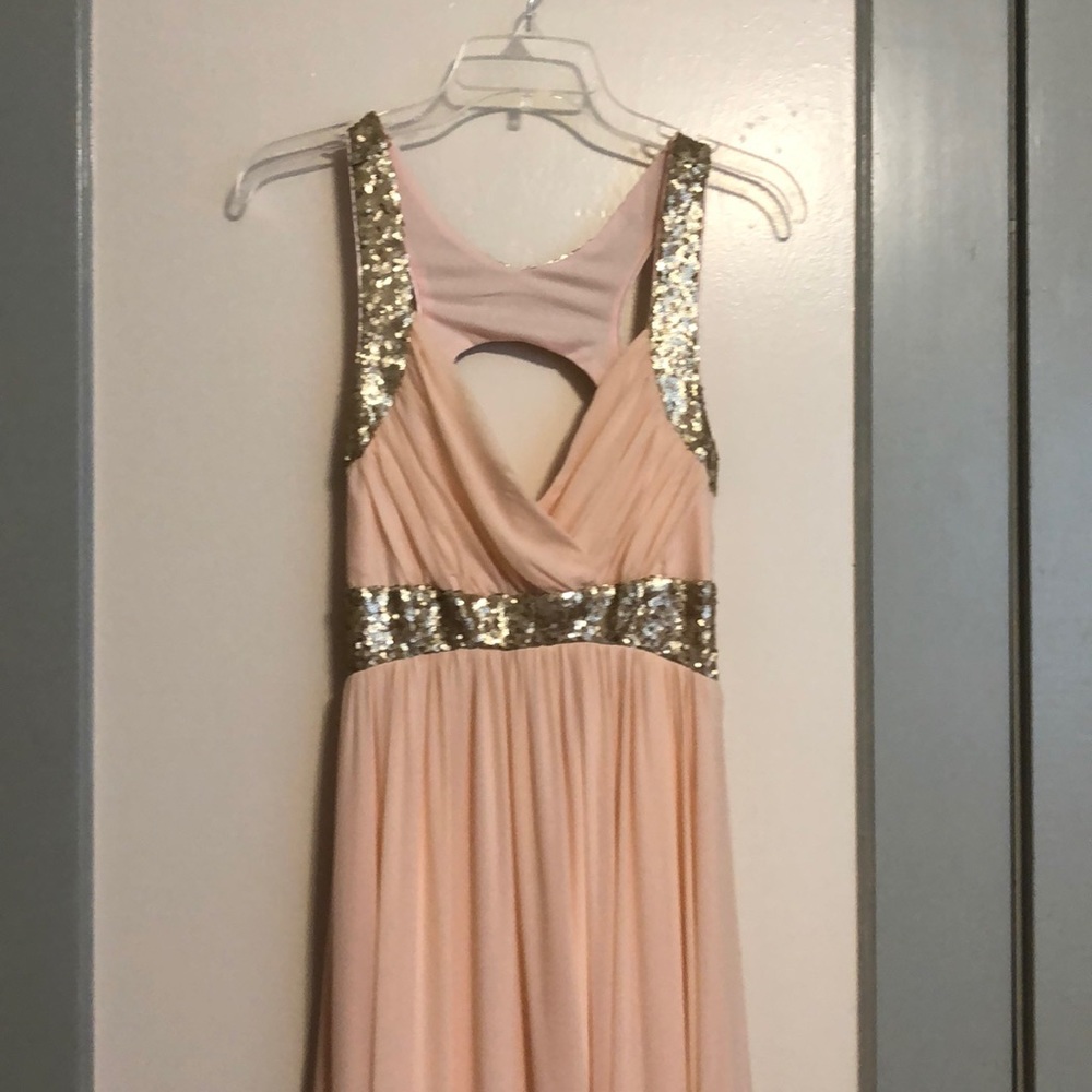 Sheer blush pink prom dress